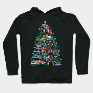 Car Madness Christmas Tree! Classic Muscle Cars and Hot Rods Hoodie